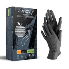 Перчатки нитриловые  Benovy, 100 шт, L, черный