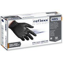 Сверхпрочные резиновые перчатки, нитриловые, чёрные, Reflexx N85B-XL. 8,4 гр. Толщина 0,2 мм