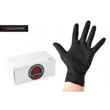 Glosswork Nythril Gloves Прочные нитриловые перчатки гладкие, цвет черный/50 шт, L